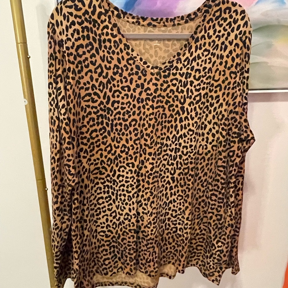 Lands' End‎ Leopard Print Long Sleeve Top - Picture 4 of 7